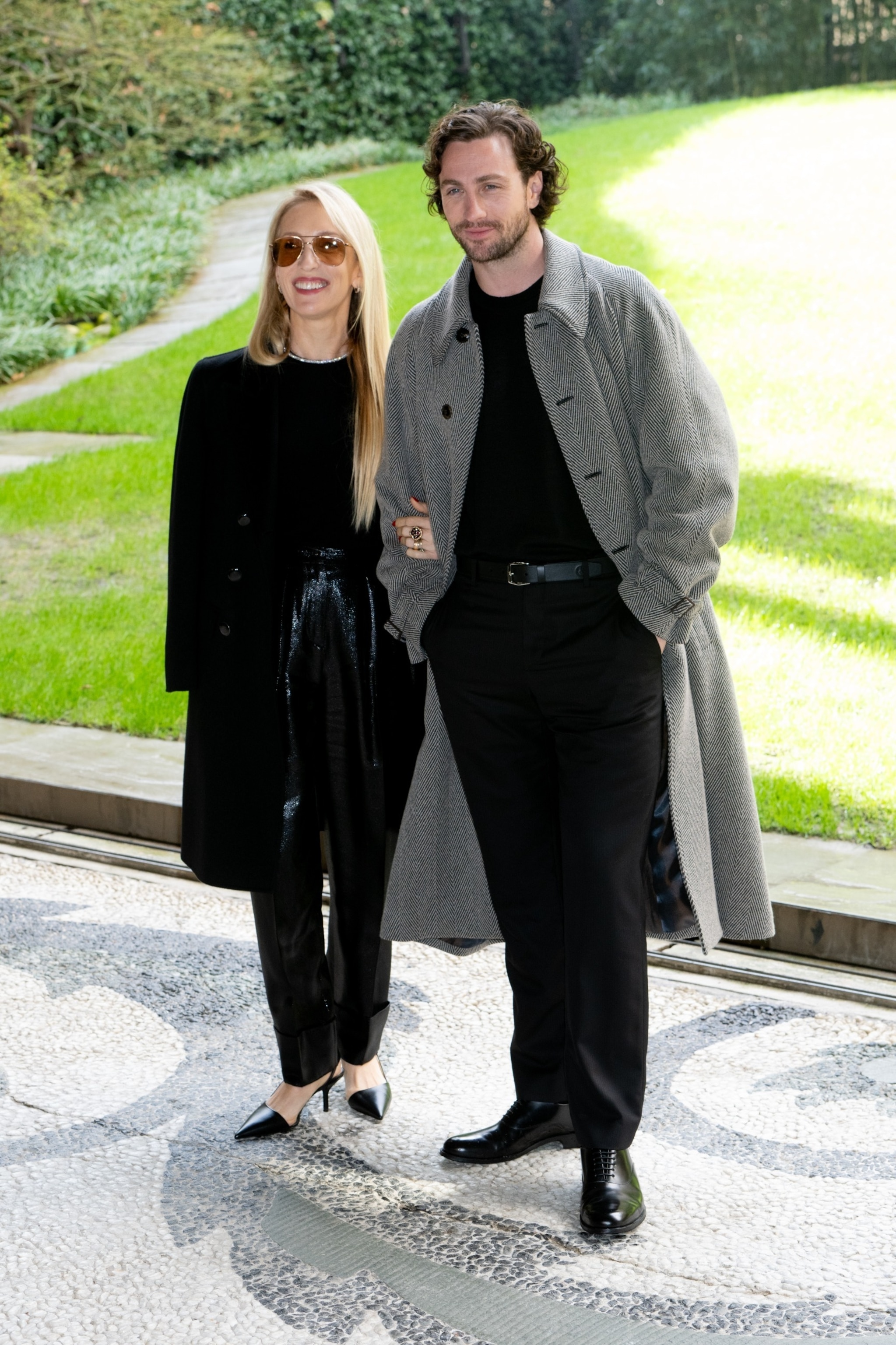 PHOTO: Sam Taylor-Johnson and Aaron Taylor-Johnson at the Giorgio Armani fashion show at Milan Fashion Week Women's Collection Fall Winter 2024. Milan, Italy, Feb. 25, 2024. 