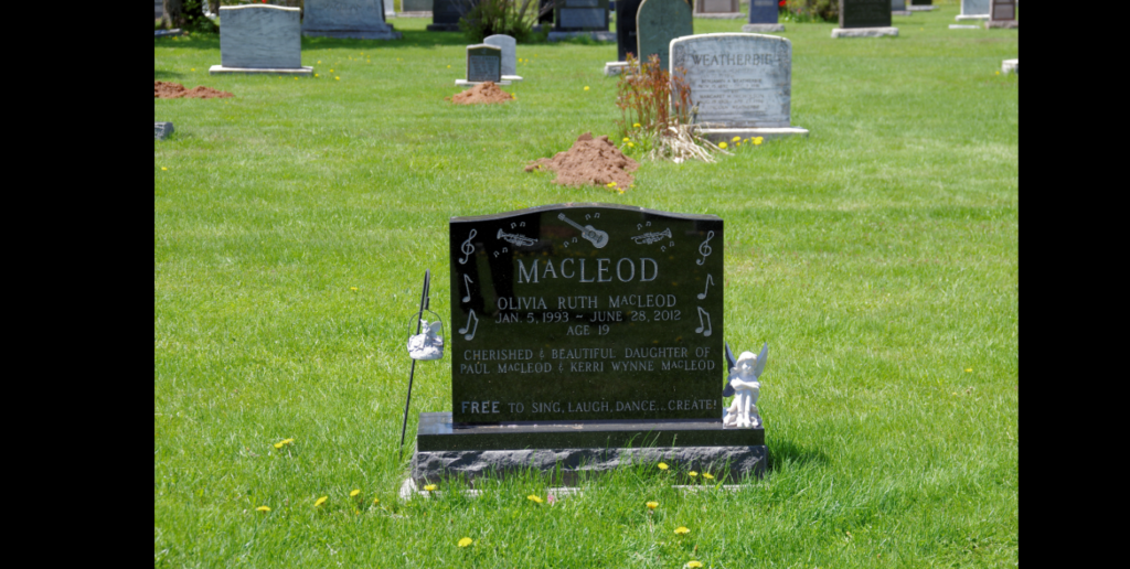 Olivia Ruth MacLeod, died at her home in Charlottetown on Thursday, June 28, 2012.