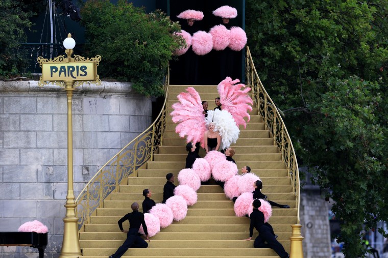 Lady Gaga performing during the 2024 Paris Olympics opening ceremony.