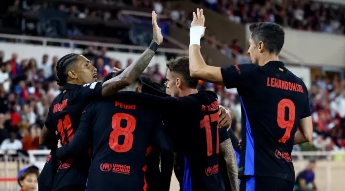 Barcelona players celebrate (Reuters)