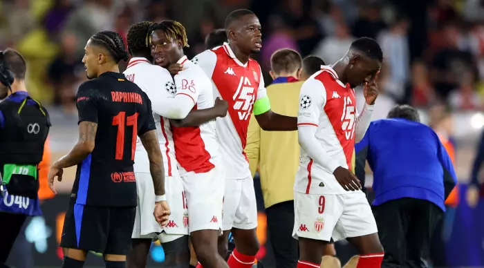 Monaco players celebrating at the end (Reuters)