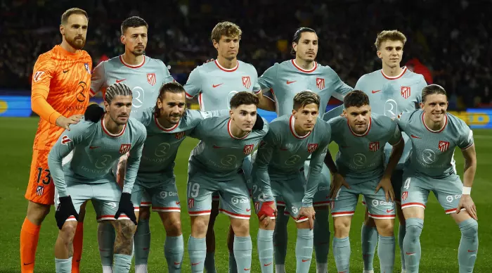 Atletico Madrid players before the match (Reuters)